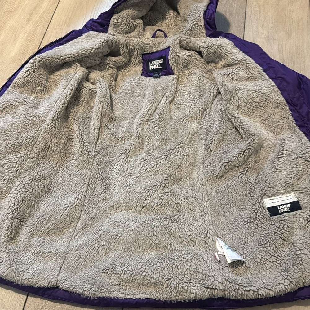 Lands' End Purple Down Alternative Jacket with Hood Girls Size S (6-7) - Picture 4 of 7